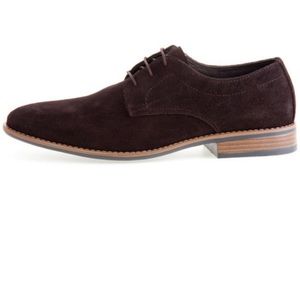 J75 Jump mens brown suede leather round two dress shoe Oxford with laces.